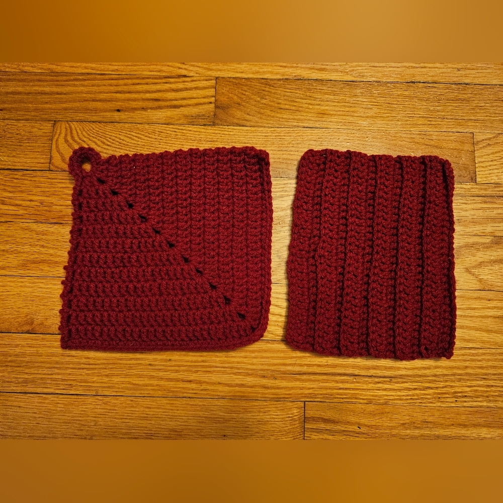 Handmade Red Crochet Pot Holders